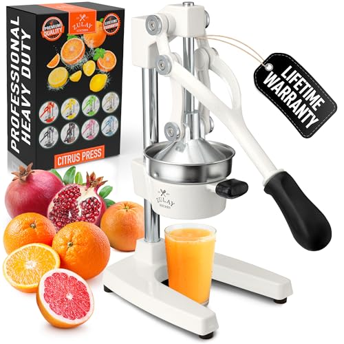 Image of Zulay Kitchen Cast Iron Juicer - Easy-to-Clean Heavy-Duty Manual Juicer, Professional Citrus Juicer - Stainless Steel Lemon Squeezer - Manual Citrus Press & Orange Squeezer - Orange Juicer – White