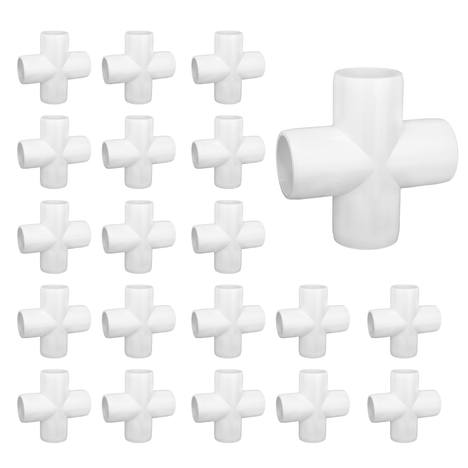20 Pack 1/2" Cross PVC Fitting Connector, 4-Way Cross Furniture Grade Elbow Fittings for DIY PVC Shelf Building Furniture Garden Greenhouse Connection