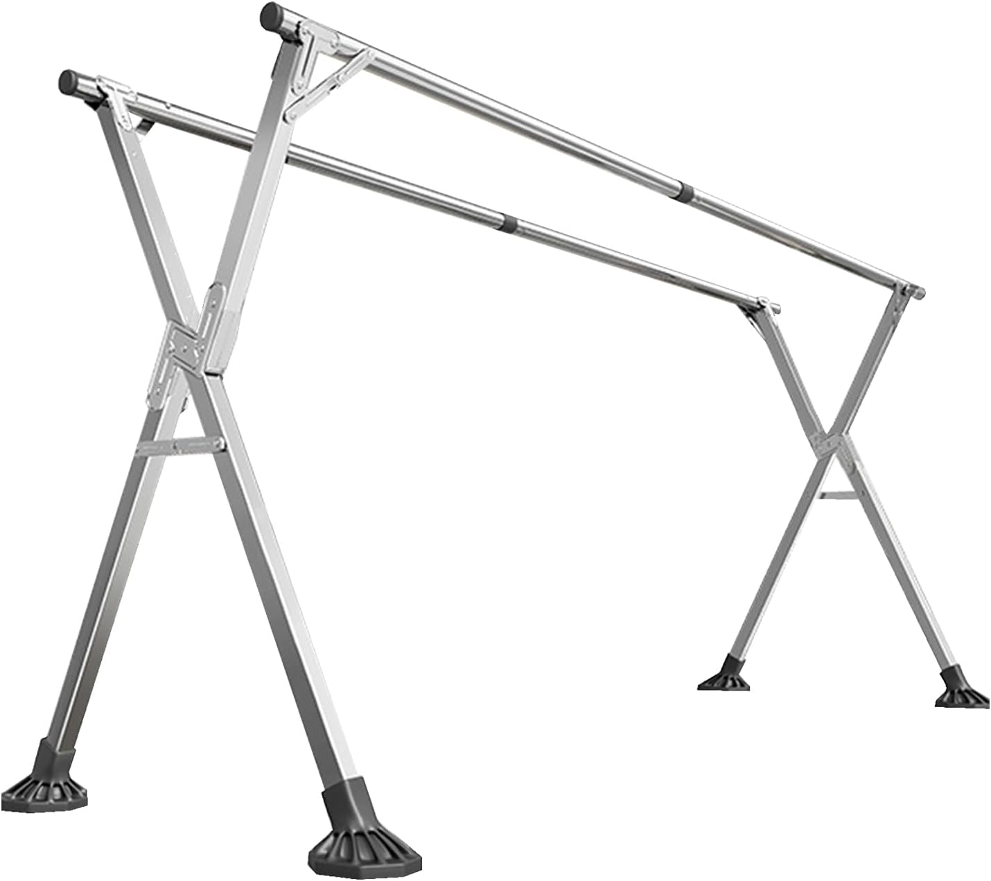 Stainless Steel Outdoor Clothes Drying Rack, Foldable Airer with Retractable Double Poles, 160cm/62.99in - Portable Clothes Dryer for Easy Outdoor Use