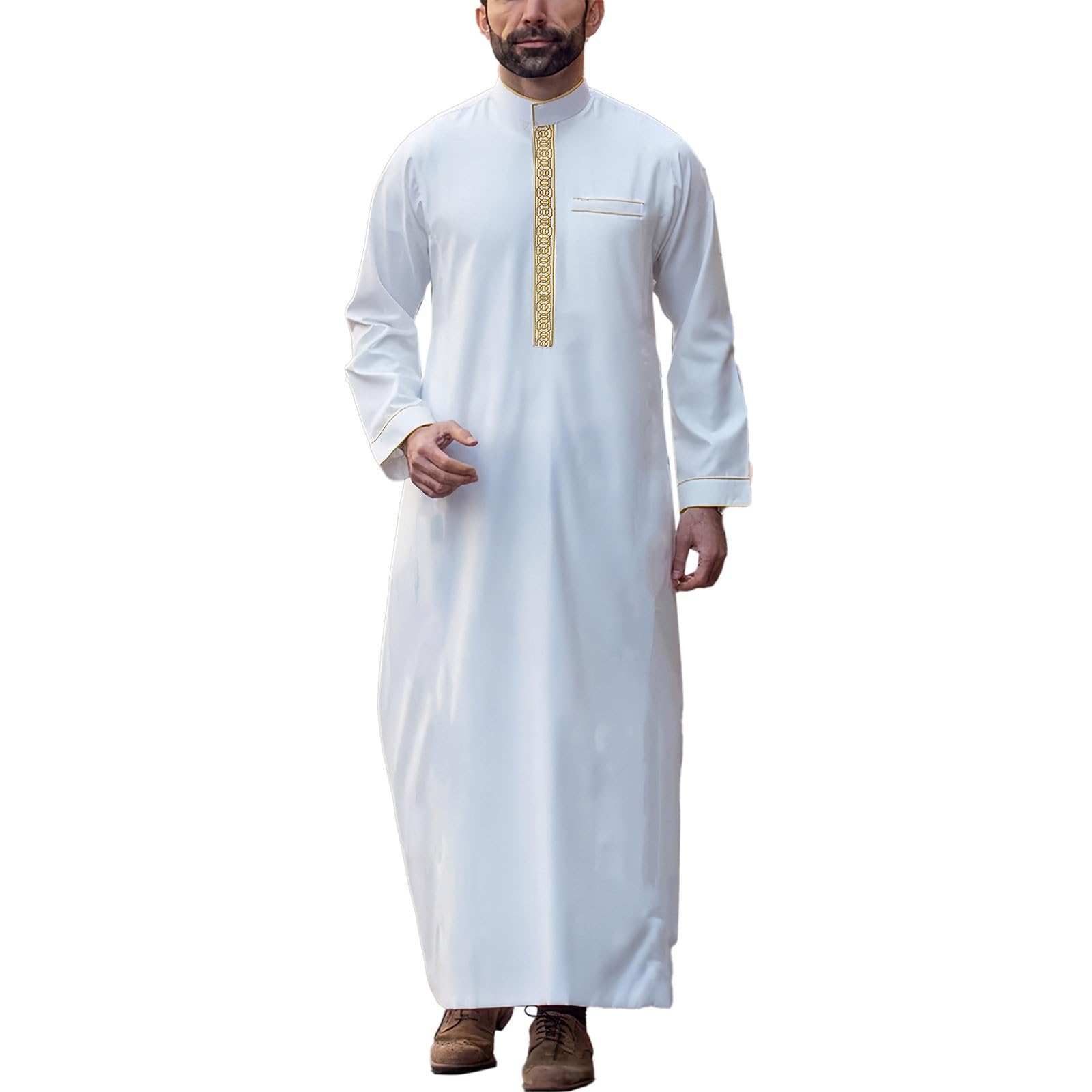 Qamis haut de gamme grand modèle brodé motifs géométriques