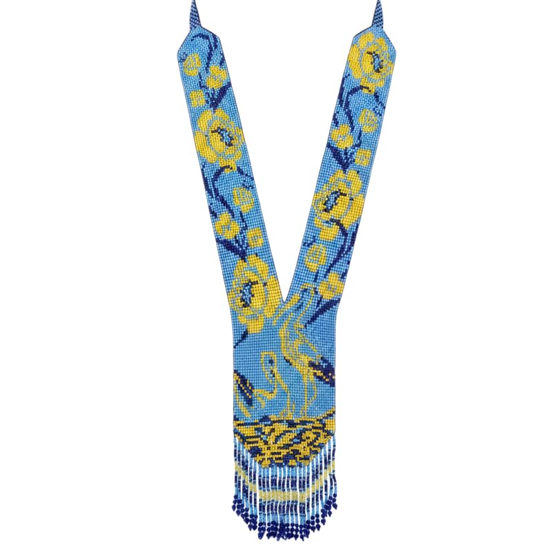 Collier gerdan ukrainien perles de rocaille cygne pour robe bohème