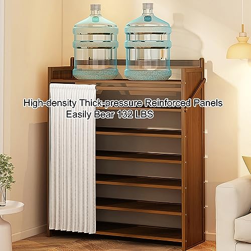 Image of Foldable Shoe Rack No Assembly Required Bamboo Shoe Indoor /Outdoor Storage Shelf Independent Shoe Cabinet for Entryway Camping 2 Tier Black Color(Negro-2 Layers)