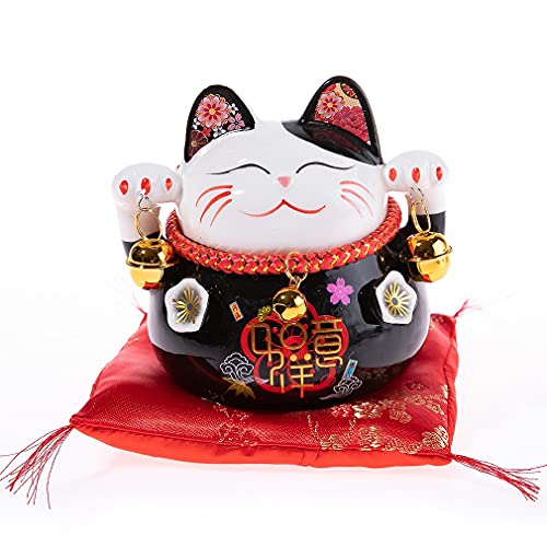lachineuse – Gato Maneki Neko – Hucha de Gato japonés – Figura Regalo Japón – Objeto Kawaii Deco – Lucky Cat Porcelana – Gato Chino Asia Decoración – Suerte, Fortuna, Prosperidad