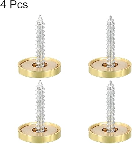 Miniatura 3 de uxcell Tornillos de espejo tapas decorativas cubierta clavos oro pulido 0.709 in 4pcs