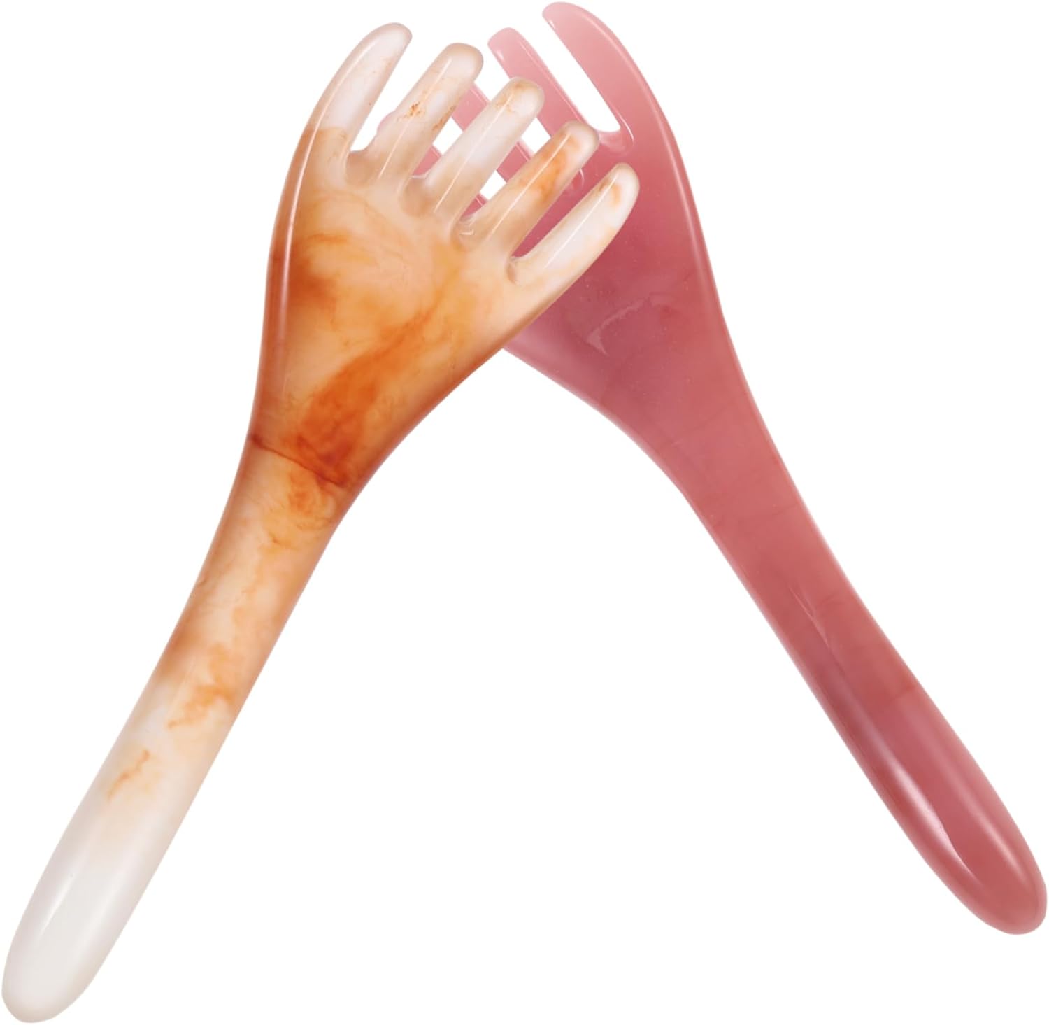 2Pcs Resin Beeswax Scalp Massage Comb Smooth Hand Polished Gua Sha Scraper for Hair Growth and Fatigue Relief Static Multi Use Head Care Tool for Thick Hair