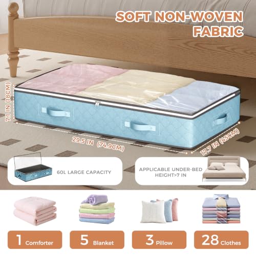 Image of Budding Joy 4 Pack Under bed Storage, Storage Bins with Clear Lids