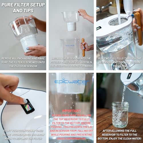 epic water filters pure filter pitchers for drinking water 10 cup 150 gallon filter tritan bpa free removes fluoride chlorine lead forever chemicals white amp bamboo