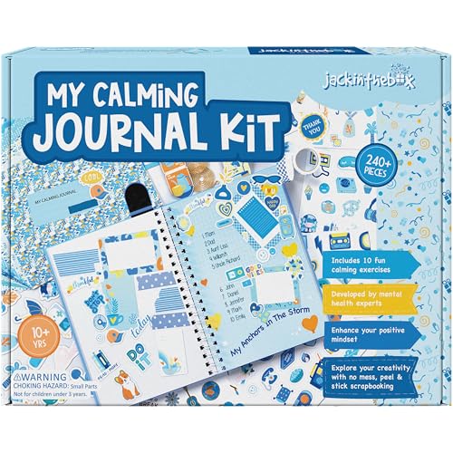 Image of jackinthebox Calming Journal Kit for Girls Ages 8-12, 242 pcs, Scrapbooking Journal Set for Teen & Tween Girls, 10 Fun Gratitude Exercises, Journals Art & Craft Kit, Gift for Girl 8 9 10 11 12