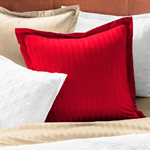 Biancheria da letto 2 pezzi coppia di federe Oxford cotone egiziano 600 TC grande Euro 80 x 80 cm e colore rosso