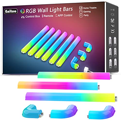 Enituo Rgb Led Wall Lights, Smart Wall Sconces With Music Sync, Multi Dynamic Scenes, Rgb Glide Wall Light For Gaming Party Bedroom Streaming Tv Backlight, App And Remote Control, 6 Pcs And 3 Corners #TOP12