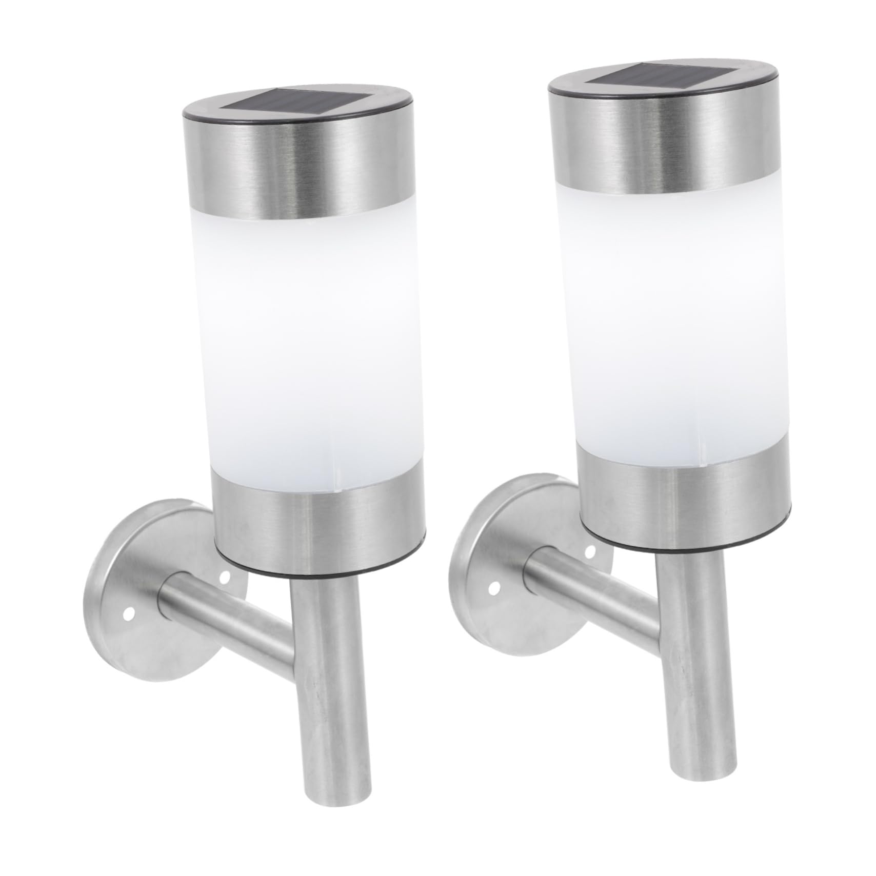 SHINEOFI 2Pcs Stainless Steel Solar LED Wall Lamp for Garden Fence Patio Solar Powered Outdoor Lighting Wall Light for Landscape Decoration