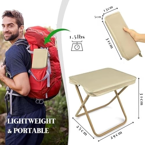 Image of Portable Folding Camping Stool, Lightweight Travel Seat with Carry Bag, Stainless Steel Frame, Waterproof Oxford Fabric, Compact Collapsible Chair Trekking, Beach & Outdoor Use Pack of 1