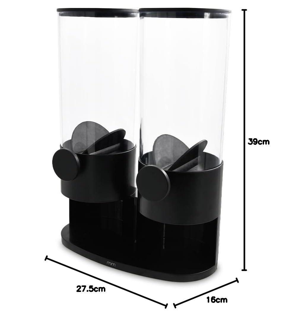 mikamax – Müsli- und Cerealienspender Doppel 3L, Design Spender für Müsli und Cornflakes, Einzigartiges Design, 2x 3L – Lebensmittelspender