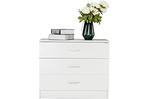 3 Drawer White Dresser for Bedroom, Nightstand for Hallway