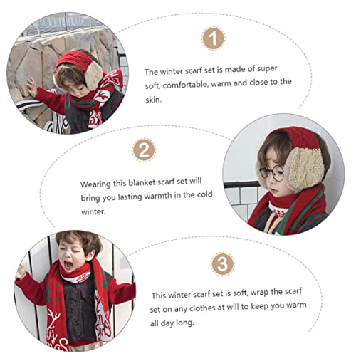 Homoyoyo 2pcs Girl and Warm Scarf Set Adorn Your Boys and Girls Festive Red and Green for Outdoor Activities Holiday for Boys and Girls3