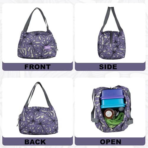 Image of F Gear Tidbit Lunch Bag Padded Insulated Hot Cold Travel Tiffin Bag Food Storage Bag for Work, Students, Office, Picnic, College & School Lunch Bag for Girls Boys Men Women (Palm Lavender)