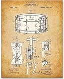 Waechtler Snare Drum Patent Print - Classic Music Studio Decor, Percussion Instrument Display, Orchestra Concert Band Poster, Great Gift for Drummers and Musicians, 11x14 Unframed Patent Print Poster