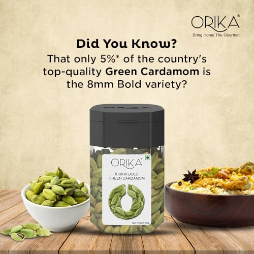 Image of Orika Idukki Bold Green Cardamom Whole 50g | Bold 8mm Elaichi Green | No Artificial Colours or Preservatives