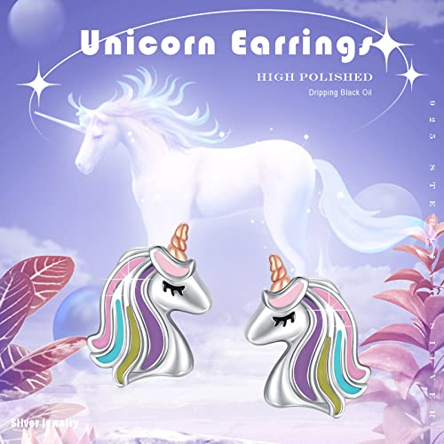 TUGHRA Unicorn Earrings for Women S925 Sterling Silver Unicorn Studs Hypoallergenic Earrings Cute Unicorn Jewelry Gifts for Daughter Granddaughter Niece Teenage2
