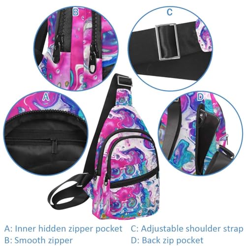Bolsa sling ajustable de arte abstracto para evitar cargar mochilas pesadas 4