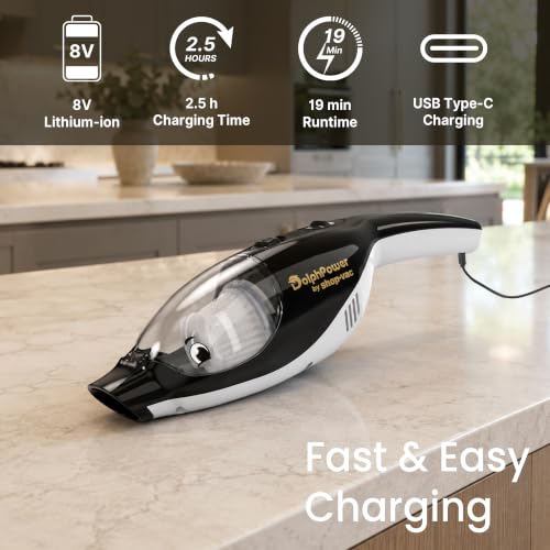 Image of Shop-Vac DolphPower Handheld Vacuum, 4500 Pa Cordless Mini Vacuum, Black