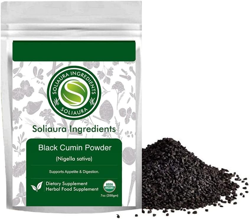Indian Black Cumin Powder Nigella Sativa 7oz (200 gm) Soliaura Ingredients- Organically Grown