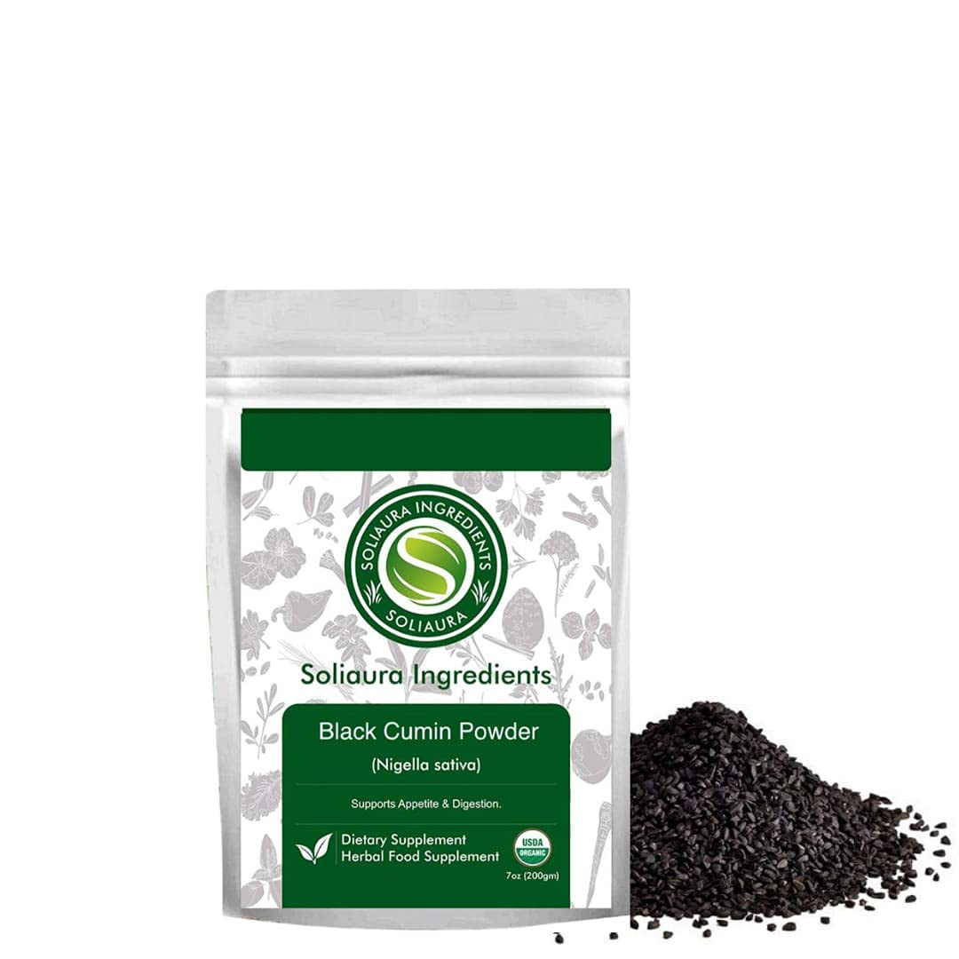 Indian Black Cumin Powder Nigella Sativa 7oz (200 gm) Soliaura Ingredients- Organically Grown