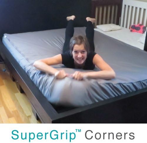 Miniatura 5 de Sábana bajera ajustable QuickZip - Incluye 1 base y 2 sábanas con cremallera - Fácil de cambiar, no se desprende - Algodón satín 400 TC - Bolsillos