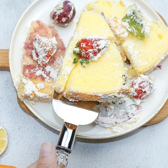 7Seas Stainless Steel Cake Cutting,Pie Serving&Pizza Cutter Roller Knife with Transparent Crystal Handle| Home&Travel Use Knife Set|Birthday,Wedding&Anniversary Celebration Luxury Cake Cutting Tools 4