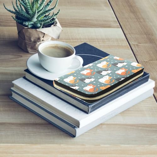 MNSRUU Womens Wallet Purses, Cute Cat Clutch Purses for Women RFID Blocking Credit Card Holder Wallet Leather Zipper Coin Purse3