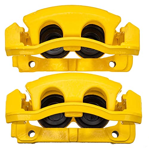 Image of Power Stop Front S4974YLW Pair of High-Temp Yellow Powder Coated Calipers For Ford F-150 2005-2008, Lincoln Mark LT 2006-2008 [Model Specific]