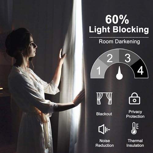 Image of DWCN Blackout Curtains with Sheer Overlay 96 Inch Long, Light Beige, 2PCS