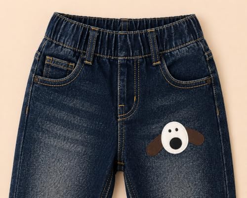 Image of A.T.U.N. (ALL THINGS UBER NICE) Baby Boys Stylish Denim Jeans Pant with Cute Keychain Charm | Soft Stretchable Fabric with Elastic Waistband | Comfortable Trendy Full Length Jeans for Infants