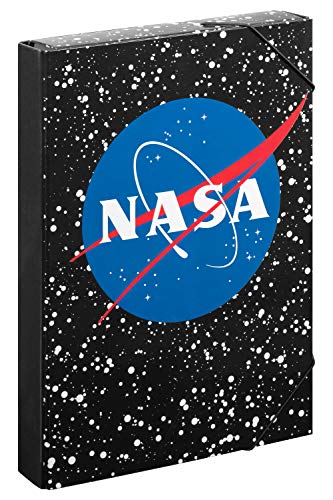 Baagl Boîte à cahiers pour cartable - Porte-documents A4 pour enfants avec élastique et rabat intérieur - Chemise de collection avec élastique pour garçon (NASA) Cover