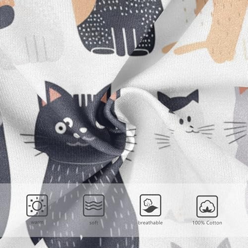 KLL Seamless Pattern Cats Gray White Little Boys Soft Nighttime Underwear Breathable Children Undies3