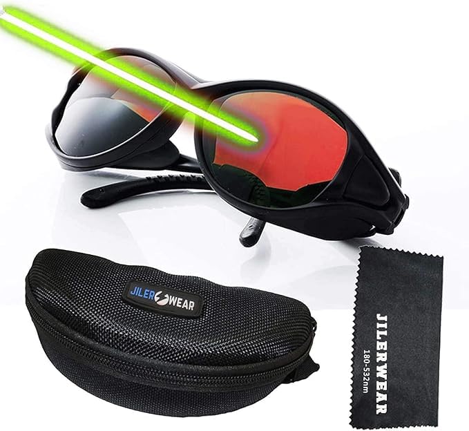 Gafas de seguridad láser profesionales de 180-540nm OD6+ para láser verde 532nm, UV/violeta y azul, ideales para grabado láser e iluminación láser, adecuadas para 405nm, 445nm, 450nm, 532nm, para