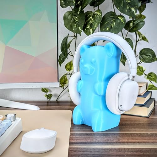 Soporte para auriculares en forma de oso de goma - Soporte lindo para audífonos - Accesorios kawaii para escritorio - Compatible con la mayoría de los auriculares (Menta) miniatura 2