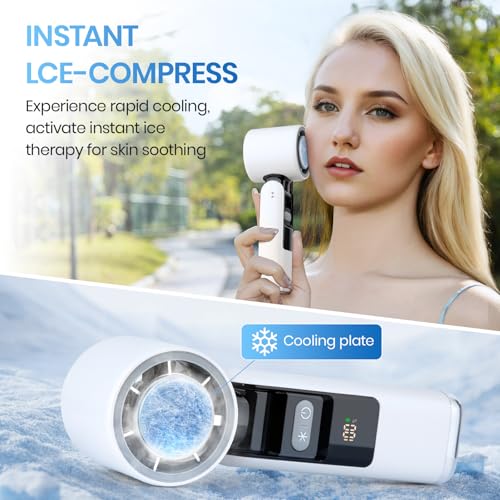Image of Portable Handheld Cooling Ice Fan, Speed(1-100) Adjustable Mini Turbo Fans, 4000mAh Battery USB Rechargeable Personal Fans, LED Digital Display, 3 IN 1 Foldable Fan for Travel /Camping /Outdoor /Office