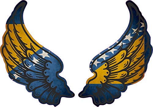 Akachafactory Autocollant Sticker Ailes Biker Motard Drapeau Pays BIH Bosnie herzegovine