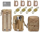 LUYEJKO 3 Pack Molle Pouches,Utility Tactical Pouches and Tactical Bag Attachments (Khaki)