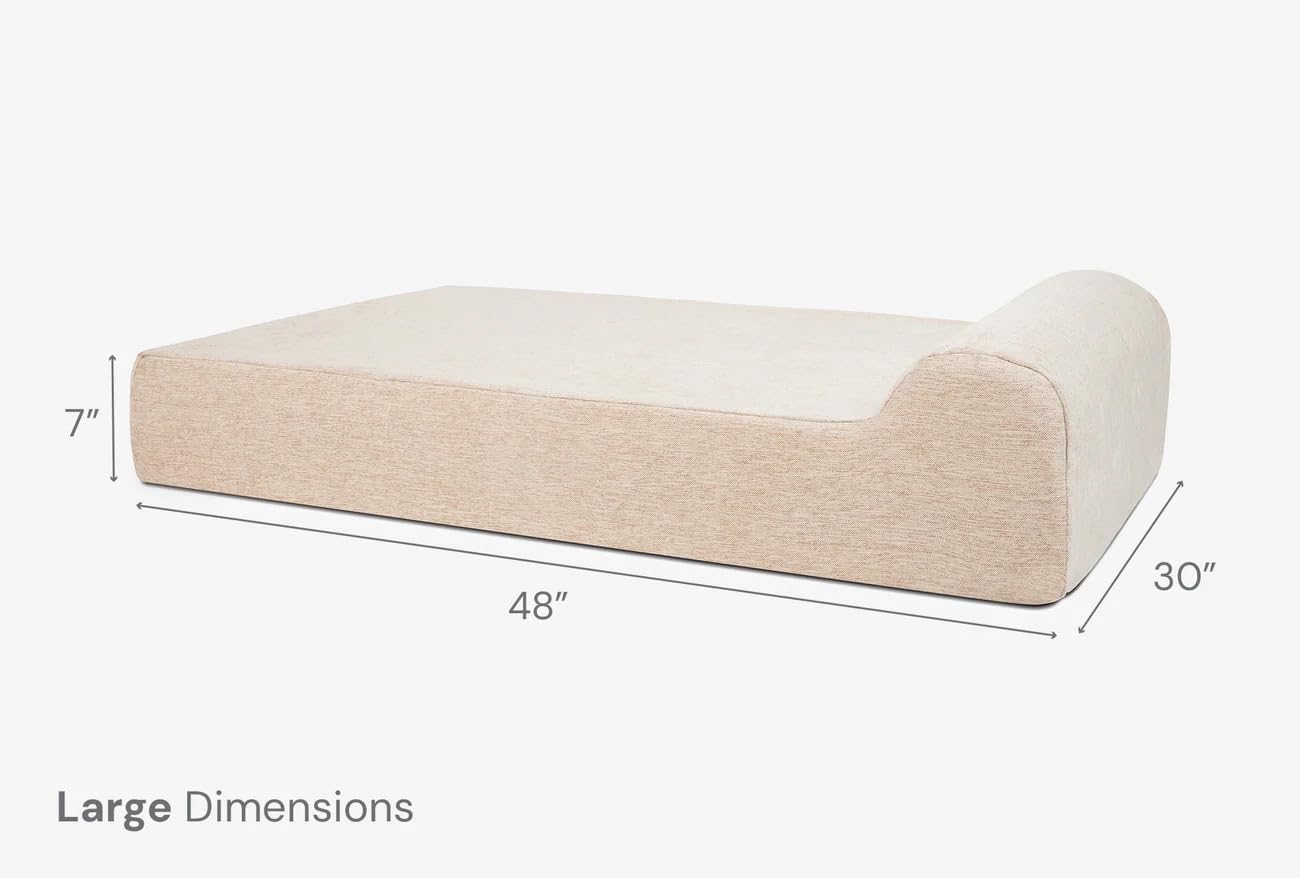 Barker Beds Large Orthopedic Dog Bed - 7" Pillow Top with Headrest - 50-70 lbs - Memory Foam for Joint Pain & Arthritis - Washable - 48"x30"x7" - Driftwood Linen - image 3