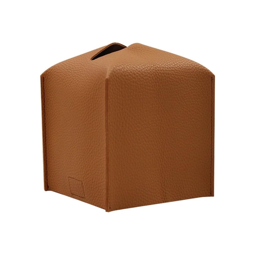 Aimanqi Brown S Tissue Box Cover, Modern Decorative Pu Leather Rectangular Tissue Box Case Organizer Holder For Vanity Countertop(Brown S)