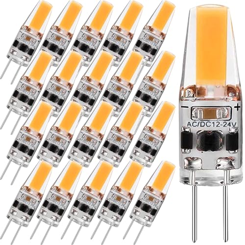 Żarówki LED G4, ściemniane 3 W, ciepła biel, 3000 K, AC/DC 12 V-24 V, energooszczędny zamiennik halogenu 30 W, bez migotania
