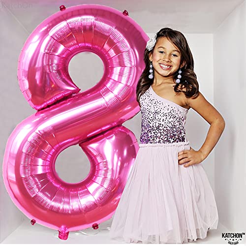 Image of KatchOn Foil Hot Pink 8 Balloon Number For Birthday Decorations - 40 Inch