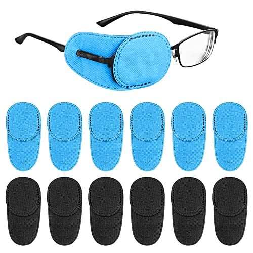 TIESOME Parches oculares para gafas, 12 parches reutilizables de tela no tejida para el ojo derecho e izquierdo que mejoran la visión para niños y adultos con ambliopía y estrabismo Cover