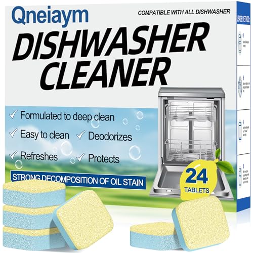 Dishwasher Cleaner and Deodorizer Tablets,Deep Cleaner and Descaler for Dishwashers,Heavy Duty,Natural Odor and Smell Remover,Limescale,Grease,12 Month Supply(24 Tablets)