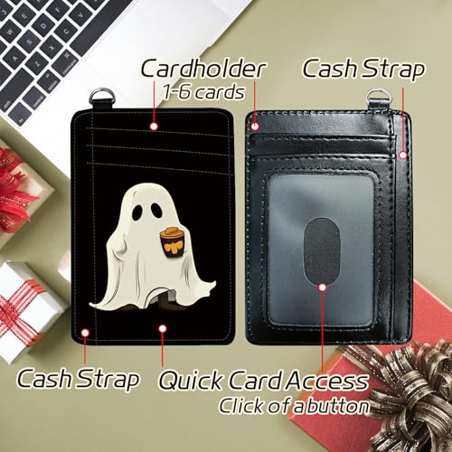 Image of Small Travel Wallets, Coffee Ghosts Slim Minimalist Front Pocket Wallet with Wristlet, RFID Blocking PU Leather Credit Card Holder with ID Window Change Purse for Men Women