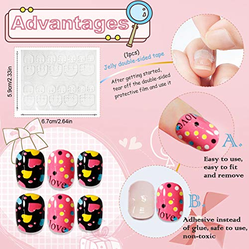 Kalolary 4 Boxen Kinder Fingernägel, Regenbogen Muster Kinder Kunstnägel Press on Nails Short Full Cover False Nail Set… – Bild 7