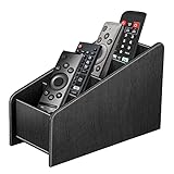 SITHON Remote Control Holder with 4 Compartments - Premium PU Leather Remote Caddy Desktop Organizer...
