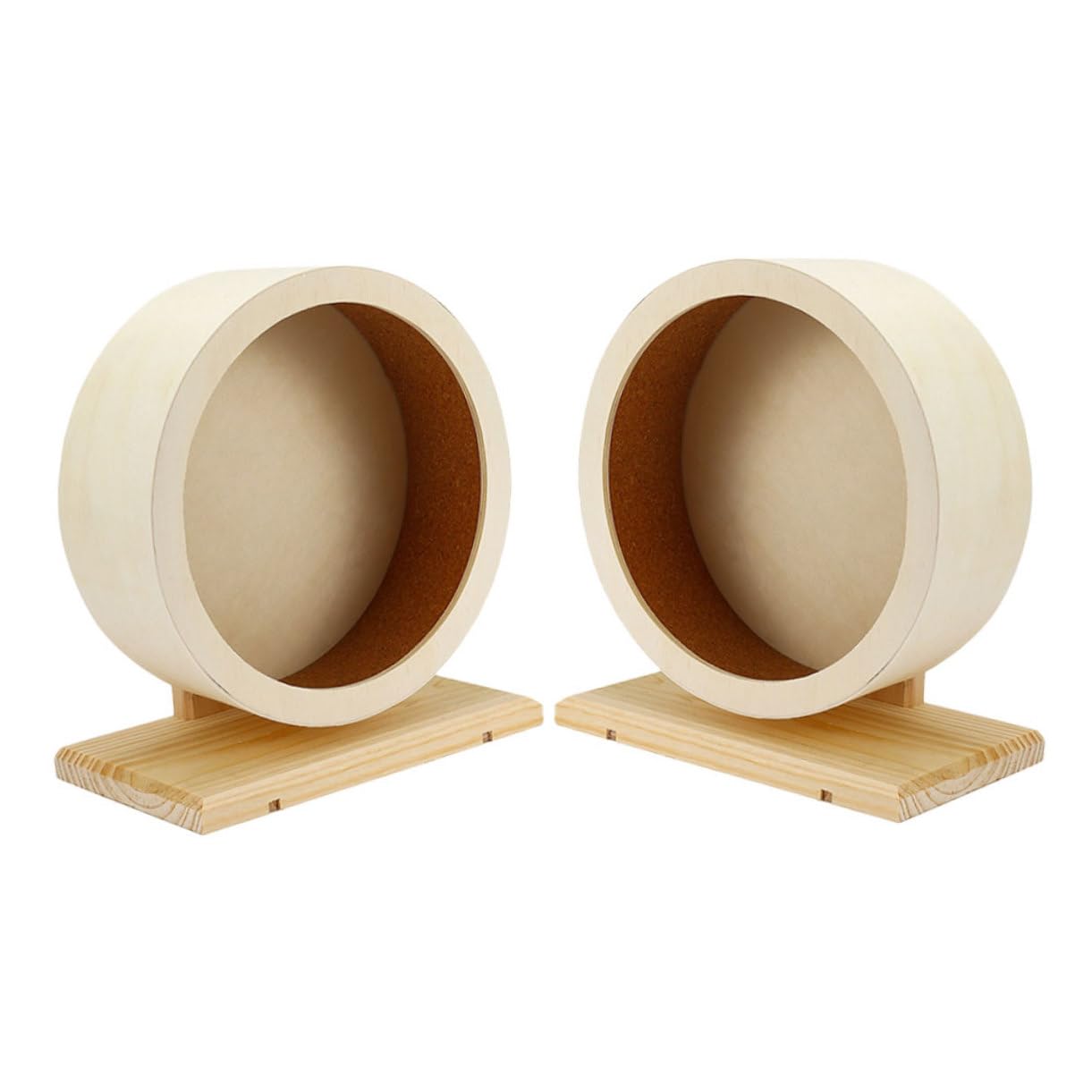 Hemobllo 2piezas Rueda De Hámster Silenciosa para Hámsteres Chinchillas y Cobayas Juguete De Madera con Revestimiento De Corcho Diseño Estable para Correr La Jaula